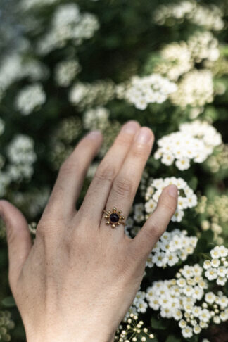 Pierścionek KWITNĄCA WIŚNIA złocony